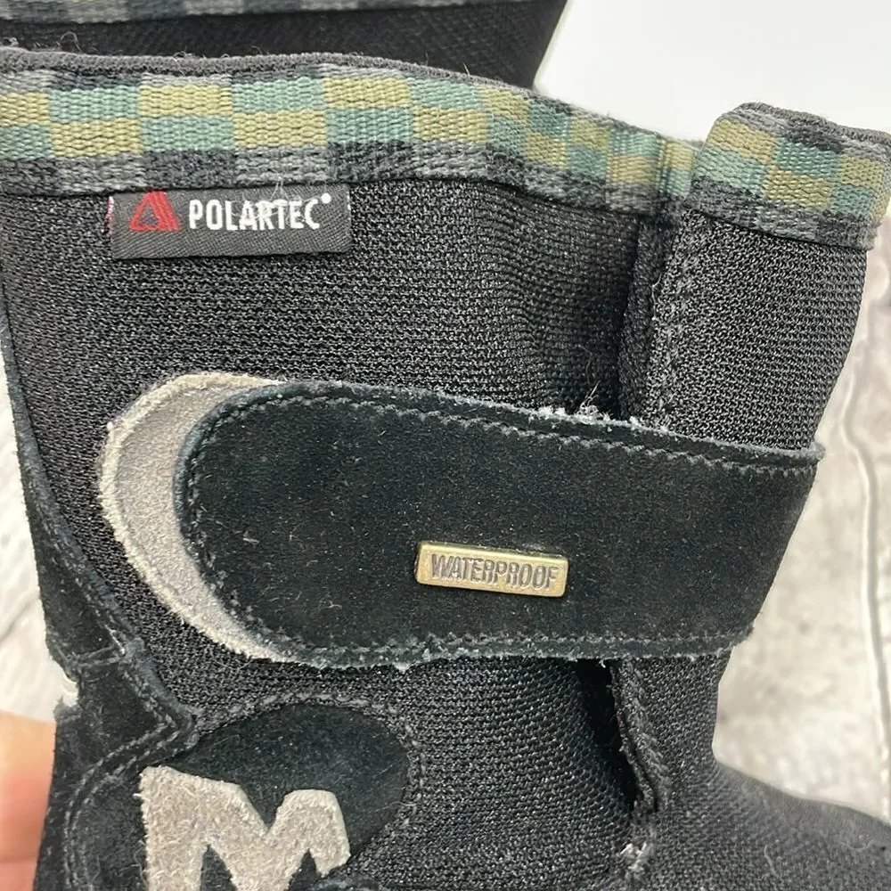 Merrrell High Black Suede Boots Polartec Waterproof Snow Hook Loop Toddler sz 7